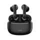 Noise Aura Buds wireless earphones inside open matte black charging case on dark background
