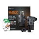 FUJIFILM Instax Mini Evo Cinema Premium Edition instant camera bundle with twin cameras, Instax Mini film packs, cinematic lens accessory, and retro-inspired hybrid instant photography design displayed in premium black finish
