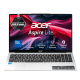 Acer Aspire Lite front view featuring FHD IPS display, 180-degree hinge, backlit keyboard, and Microsoft Office support