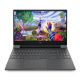HP Victus 15-fa2309TX silver gaming laptop front view with immersive gameplay screen