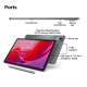 Lenovo Tab M11 side view showing USB Type-C port, microSD slot, speakers and buttons