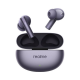 Realme metallic purple true wireless earbuds floating above an open charging case, highlighting a sleek finish and ergonomic in-ear design – Placewell Retail Siliguri & Gangtok